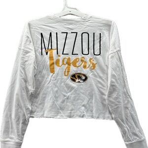 Rivalry Threads Mizzou Tigers White Cropped Long Sleeve Tee Shirt